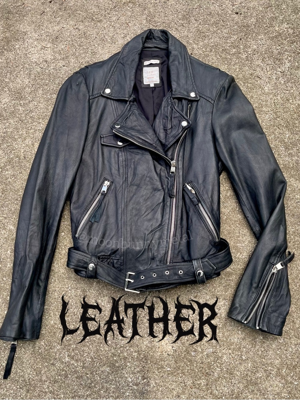 Genuine Leather Zara TRF Moto Biker Motorcycle Jacket Distressed Goth Punk S